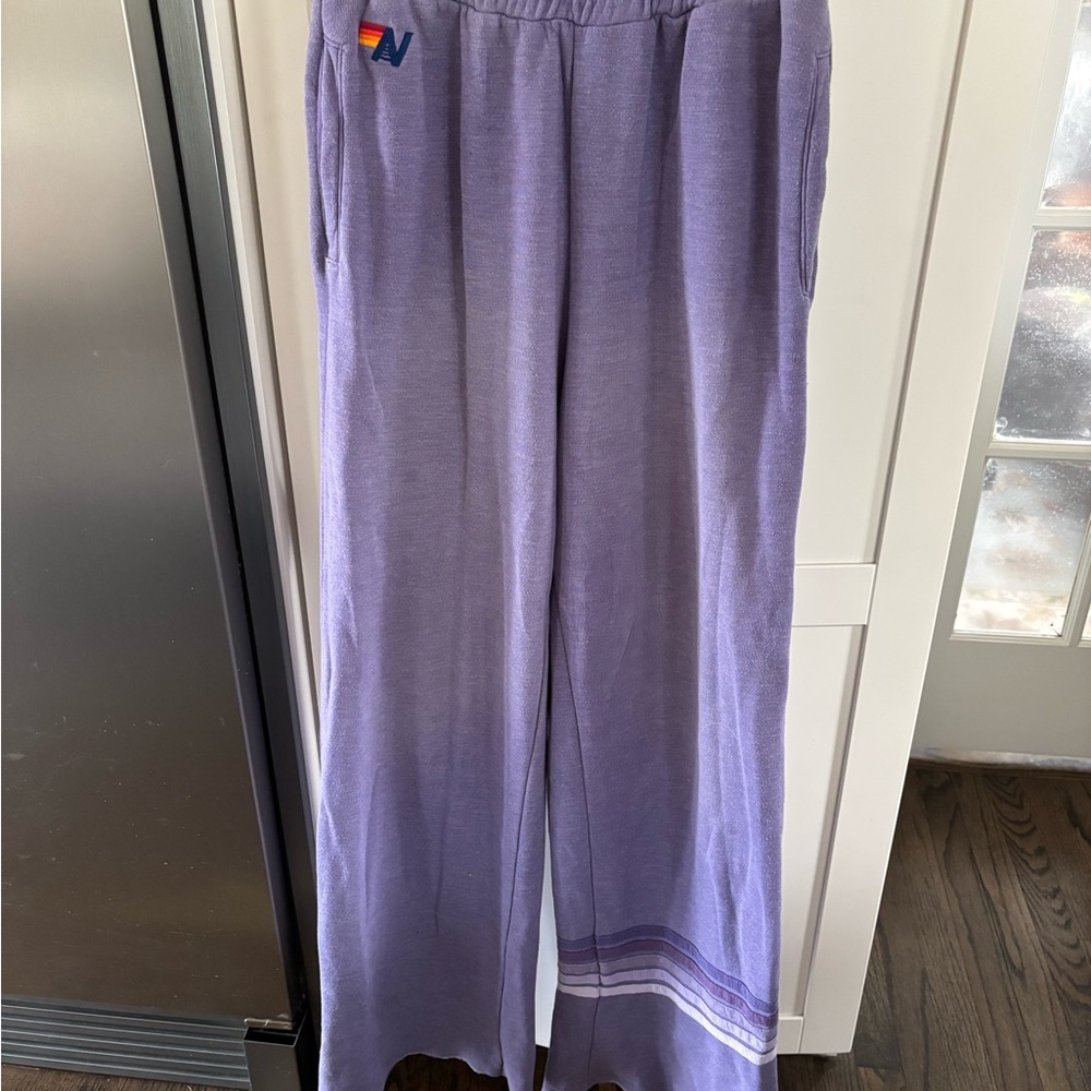 Aviator Nation Purple Wide Leg Sweatpants